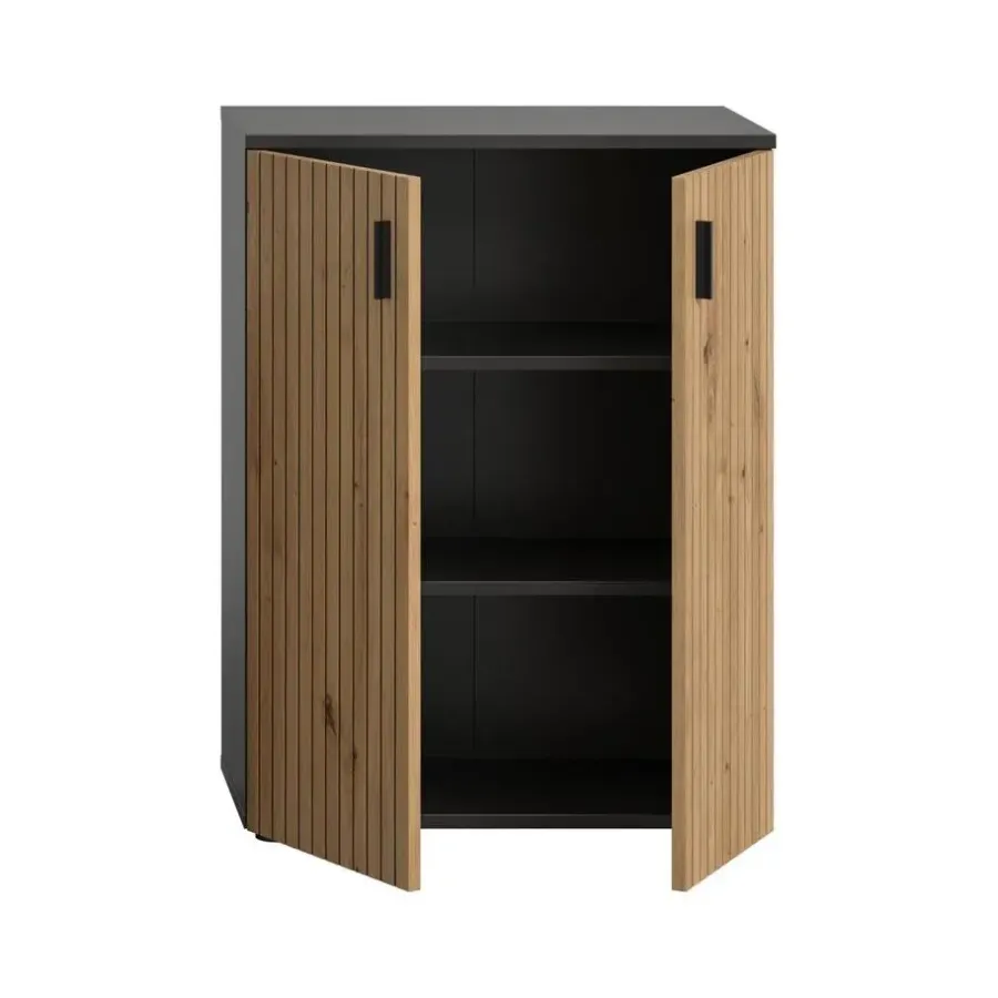 Merkloos Hioshop Mone badkamerkast 2 deuren eiken decor- donkergrijs