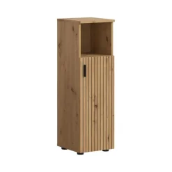 Hoge Kasten-Merkloos Hioshop Mone badkamerkast 1 deur- 1 plank eiken decor