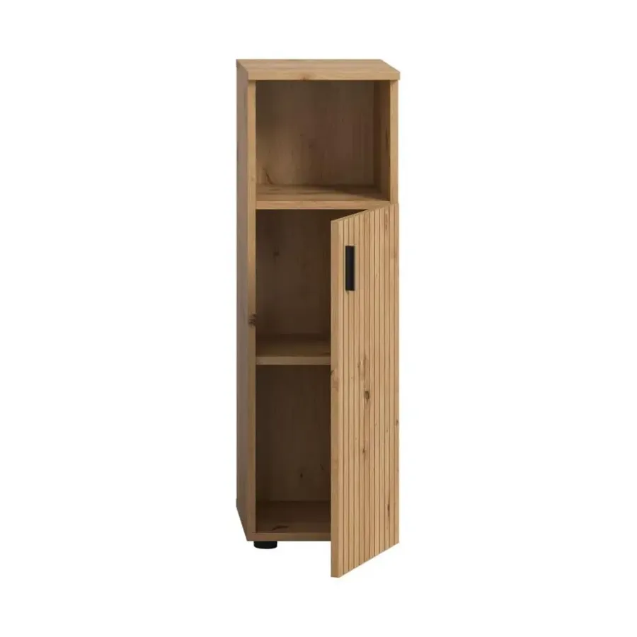 Hoge Kasten-Merkloos Hioshop Mone badkamerkast 1 deur- 1 plank eiken decor