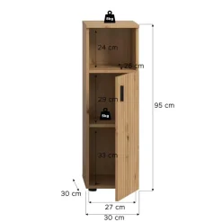 Hoge Kasten-Merkloos Hioshop Mone badkamerkast 1 deur- 1 plank eiken decor