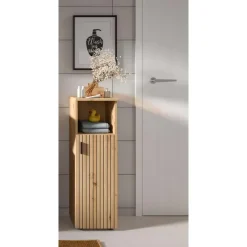 Hoge Kasten-Merkloos Hioshop Mone badkamerkast 1 deur- 1 plank eiken decor