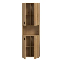 Hoge Kasten-Merkloos Hioshop Mone kolomkast 4 deuren- 1 plank eiken decor