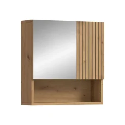 Merkloos Hioshop Mone spiegelkast 1 deur- 1 spiegeldeur- 1 plank eiken decor