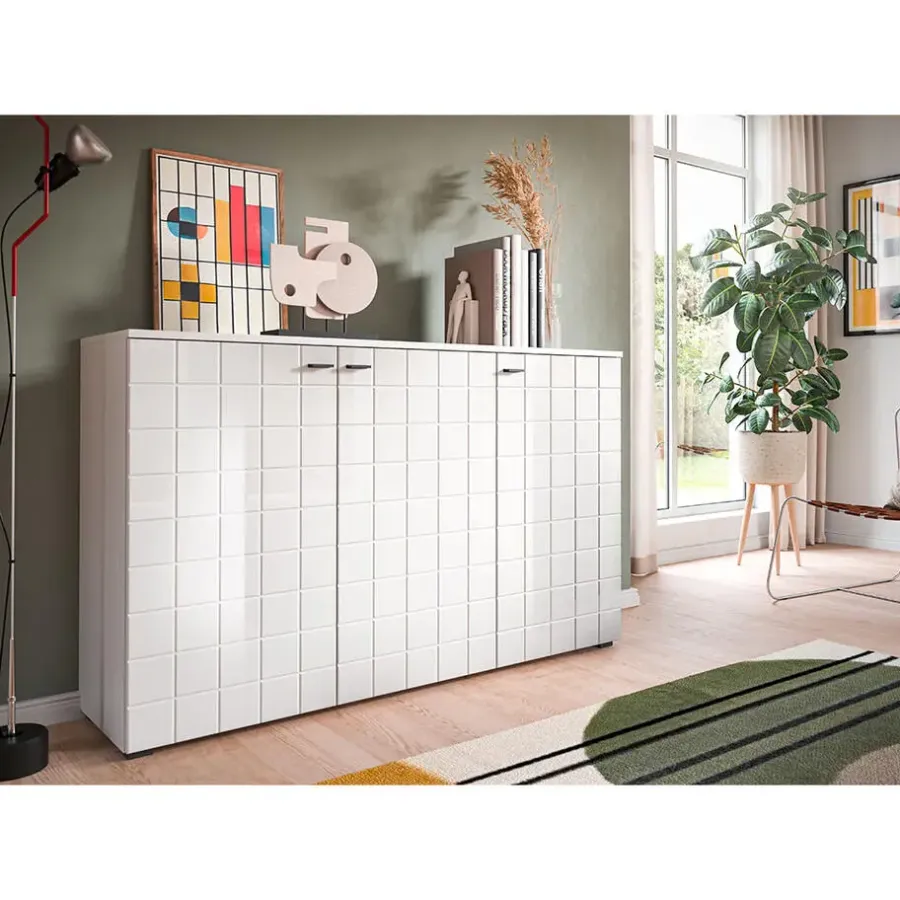 Dressoirs-Hioshop Monte dressoir 3 deuren wit hoogglans