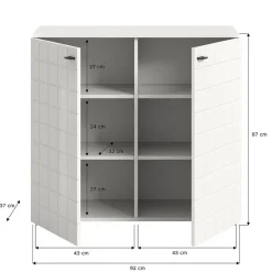Dressoirs-Hioshop Monte dressoir 2 deuren wit hoogglans