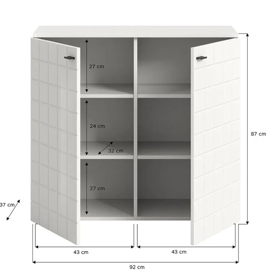 Dressoirs-Hioshop Monte dressoir 2 deuren wit hoogglans
