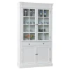 Buffetkasten-Hioshop Mozart 2-deurs vitrinekast in antiek wit- antiek gepatineerd Breedte