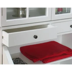 Buffetkasten-Hioshop Mozart 2-deurs vitrinekast in antiek wit- antiek gepatineerd Breedte