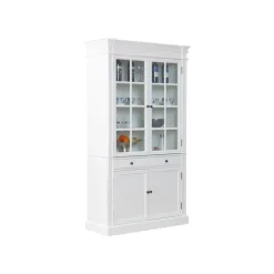 Buffetkasten-Hioshop Mozart 2-deurs vitrinekast in antiek wit- antiek gepatineerd Breedte