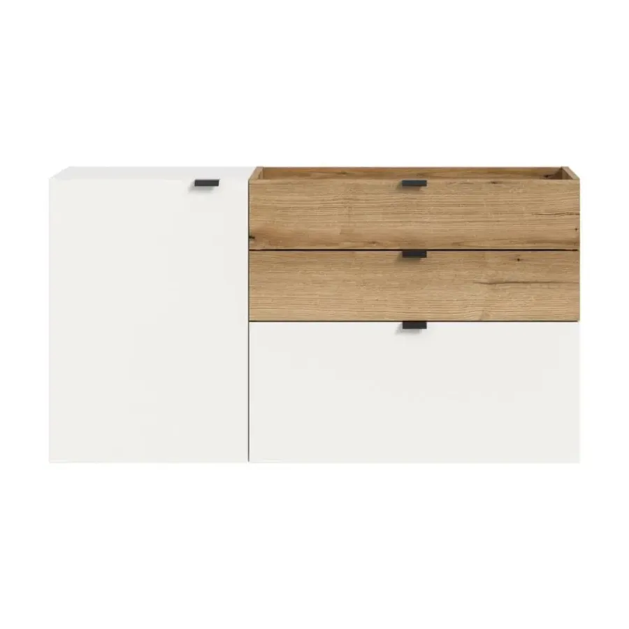 Merkloos Hioshop Naro dressoir wandgemonteerd 1 deur- 1 vouwdeur- 1 plank- 2 lades wit