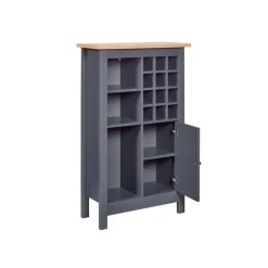 Wandkasten-Hioshop Nellina wandkast wijnrek- 1 deur- 3 open planken- 12 ruimte voor wijn