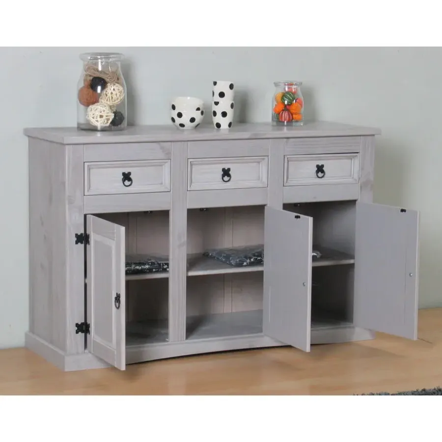 Hioshop New Mexico dressoir 132 cm breed grijs
