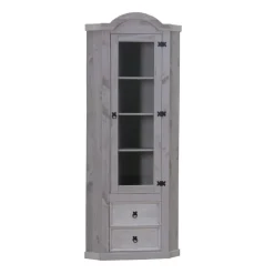 Hioshop New Mexico hoekkast hoekvitrine grijs grenen