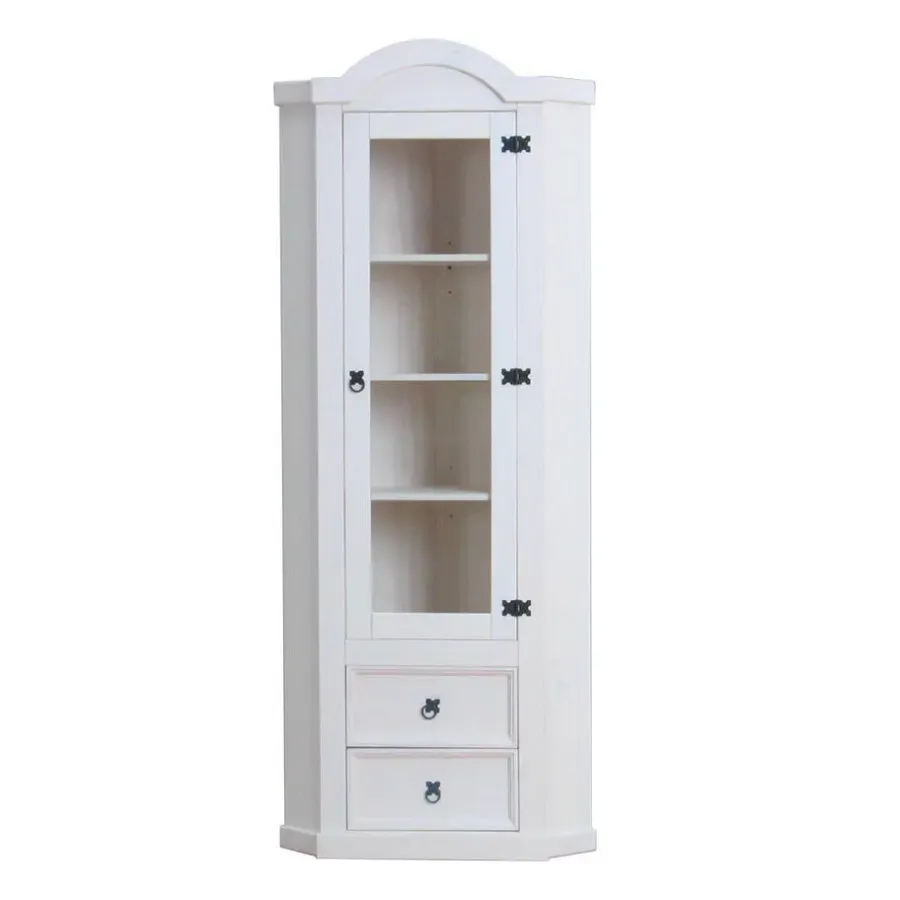 Hioshop New Mexico hoekkast vitrine wit grenen