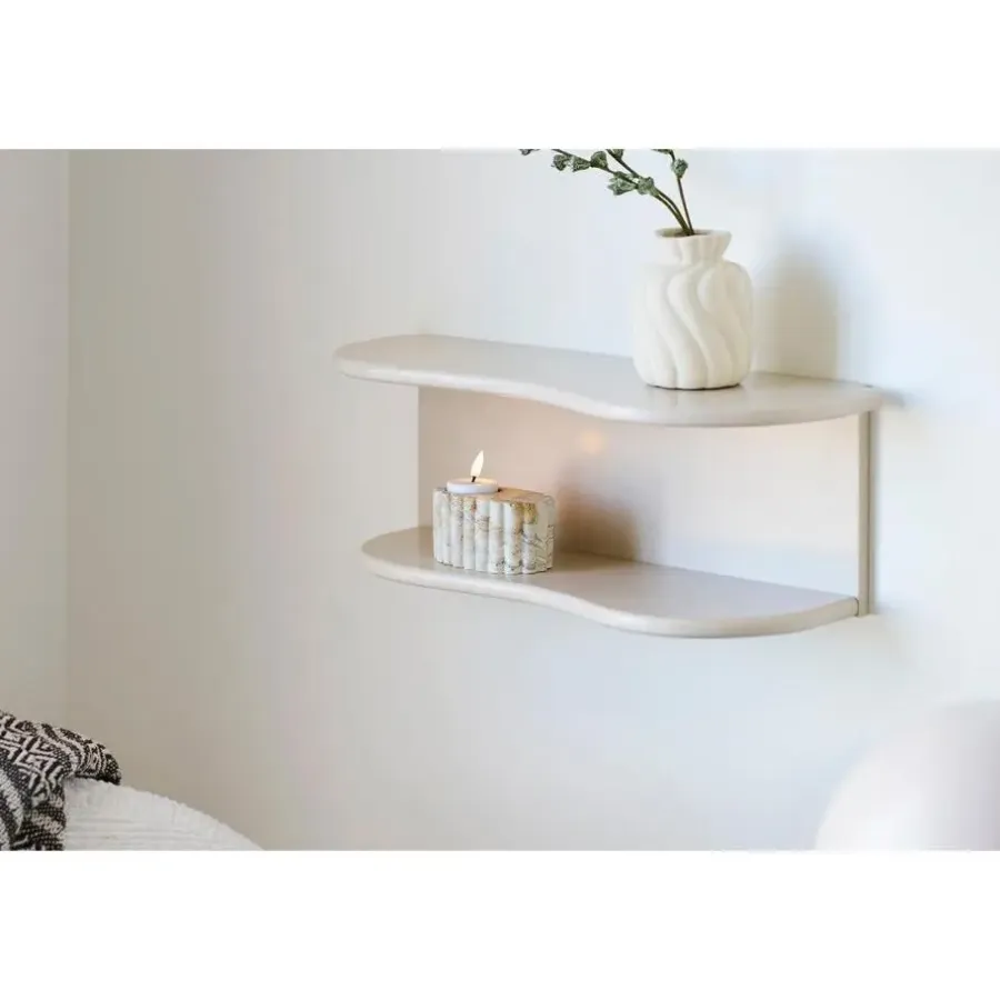 Wandplanken-Merkloos Hioshop Nia wandplank 2 planken beige