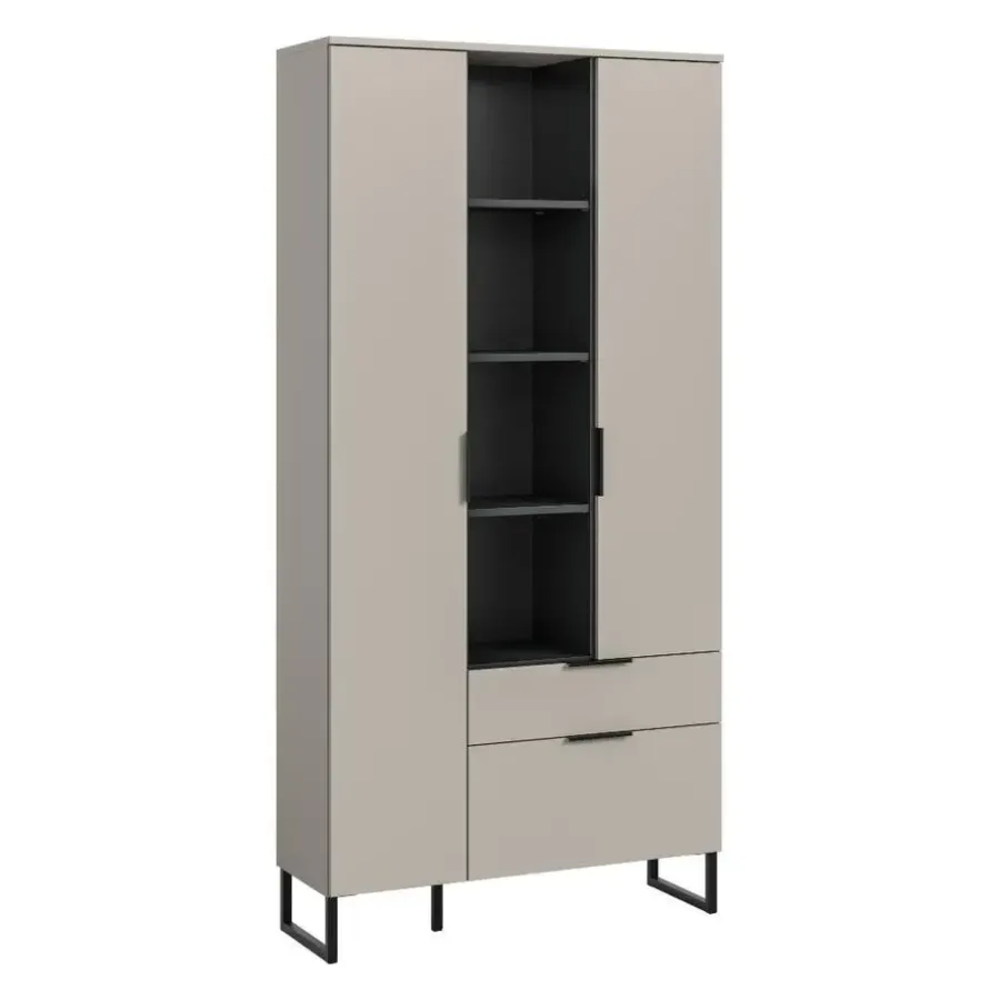 Dressoirs-Merkloos Hioshop Noida dressoir 2 deuren- 1 vouwdeur- 1 lade- 4 planken kasjmier decor