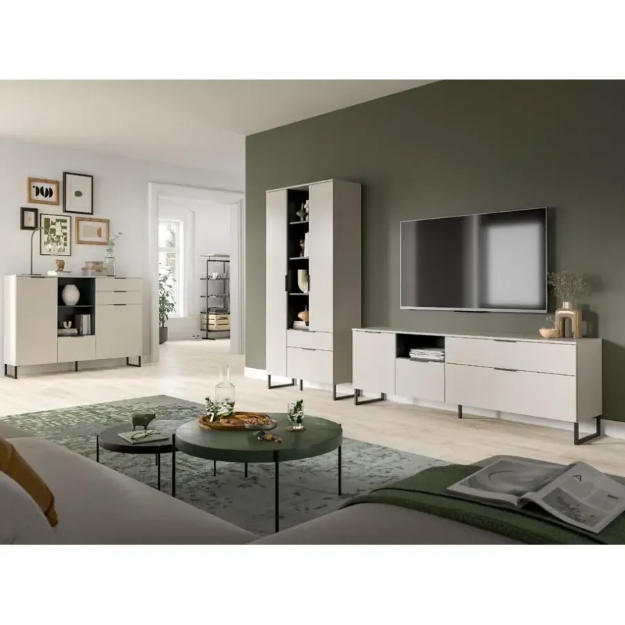 Dressoirs-Merkloos Hioshop Noida dressoir 2 deuren- 1 vouwdeur- 1 lade- 4 planken kasjmier decor