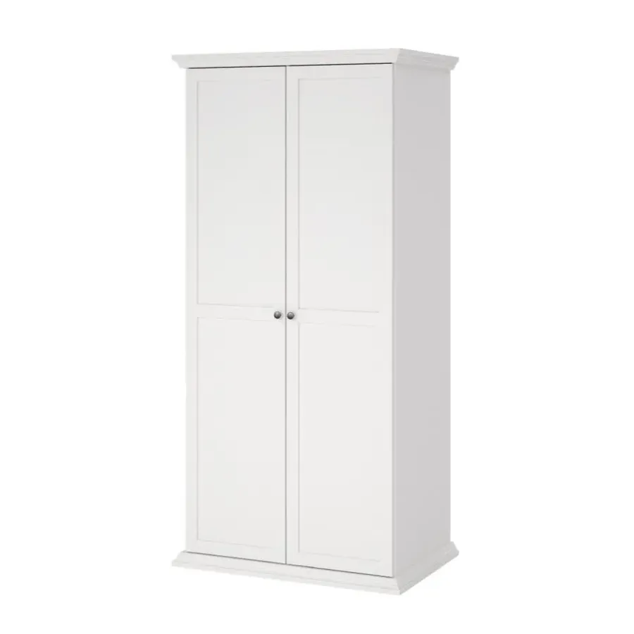 Draaideurkasten-Hioshop North kledingkast 2 deuren wit