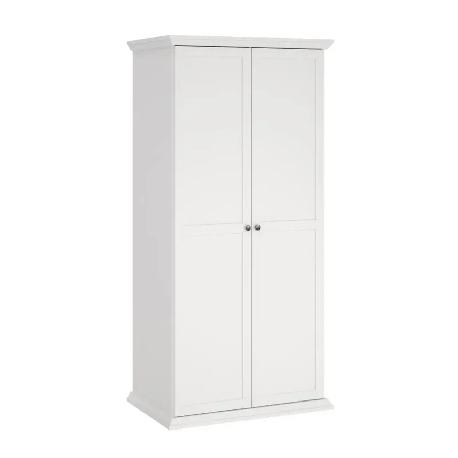 Draaideurkasten-Hioshop North kledingkast 2 deuren wit