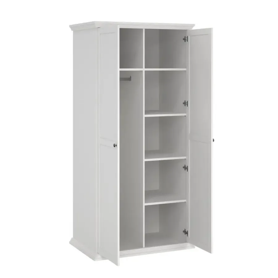 Draaideurkasten-Hioshop North kledingkast 2 deuren wit