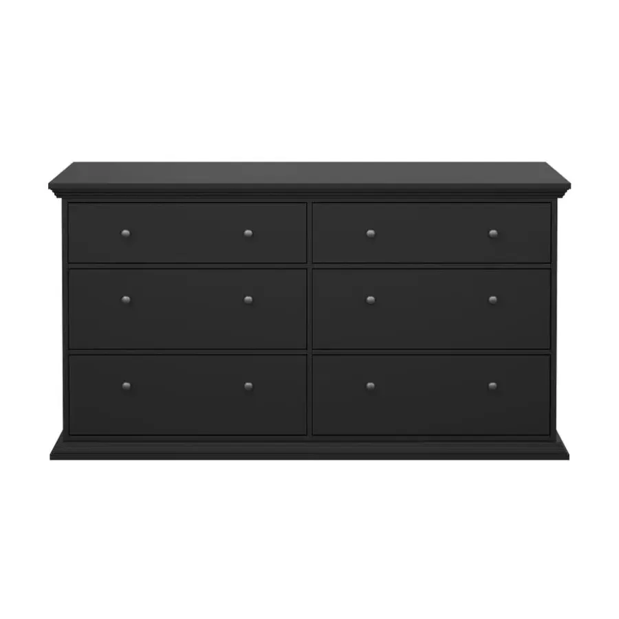 Hioshop North kommode 6 laden zwart mat