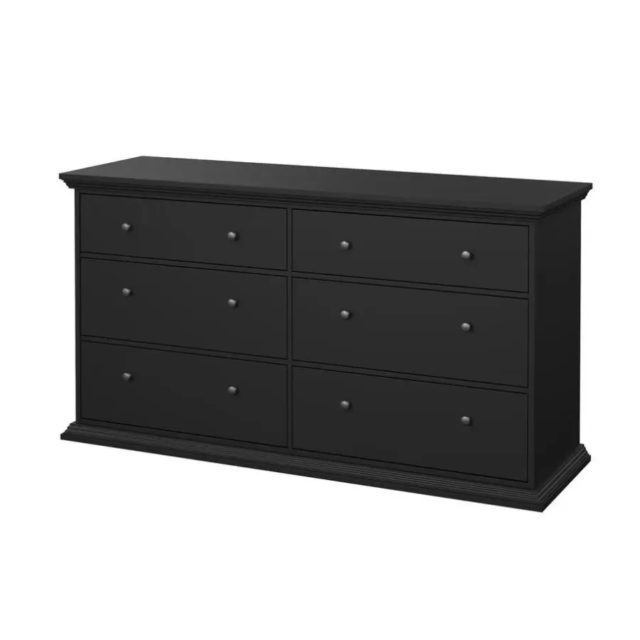 Hioshop North kommode 6 laden zwart mat