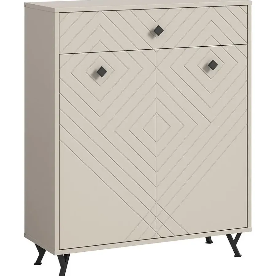 Schoenenkasten-Hioshop Notes schoenenkast 2 deuren mat beige