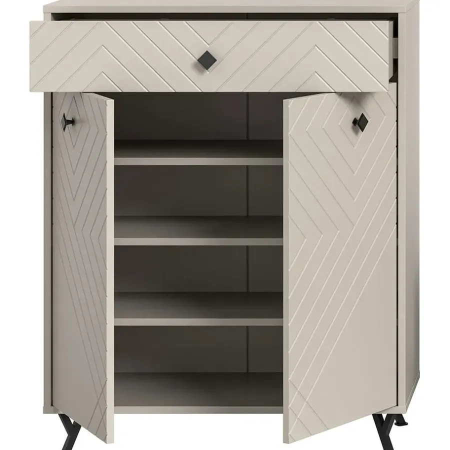 Schoenenkasten-Hioshop Notes schoenenkast 2 deuren mat beige