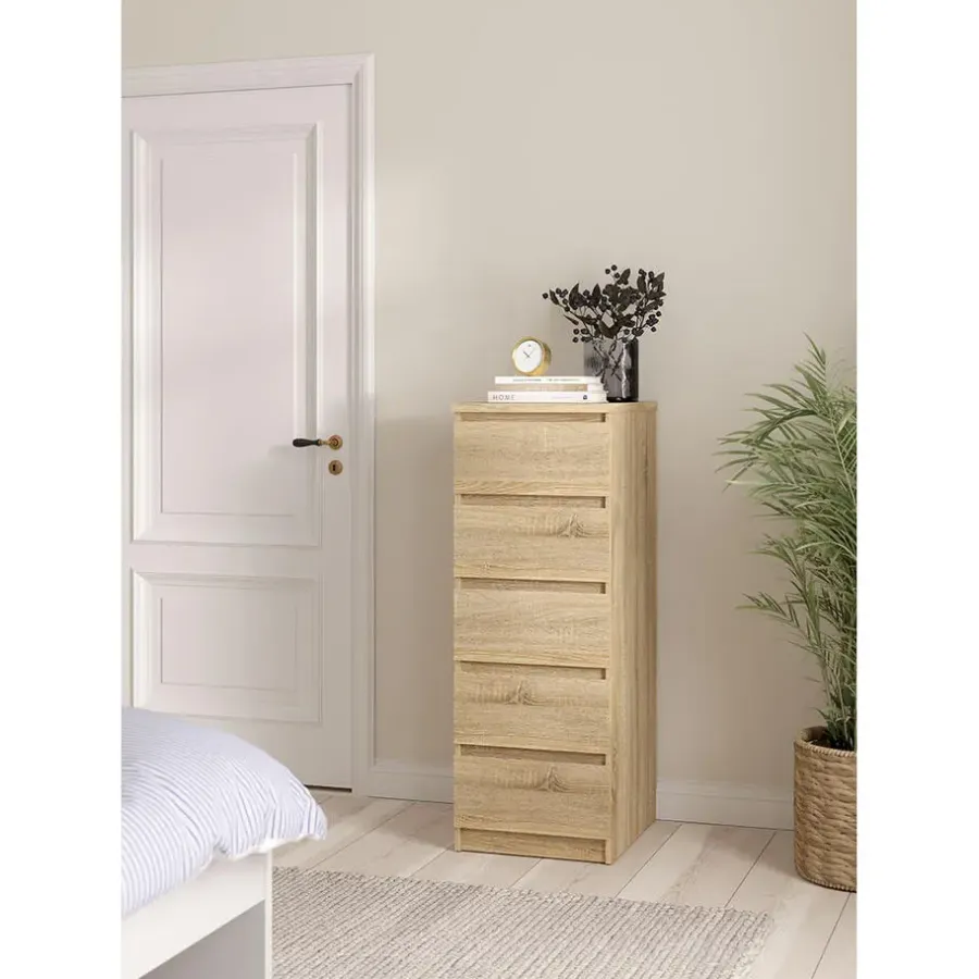 Ladekasten|Ladekasten-Hioshop Noulan commode 5 lades eiken decor