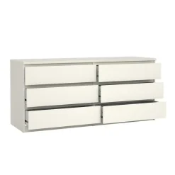 Hioshop Noulan commode 6 lades witte essenhout decor