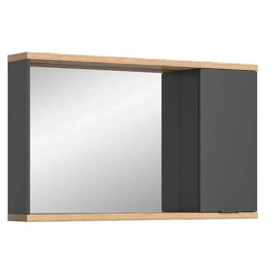 Spiegelkasten-Merkloos Hioshop Nuaro spiegelkast 1 deur grijs