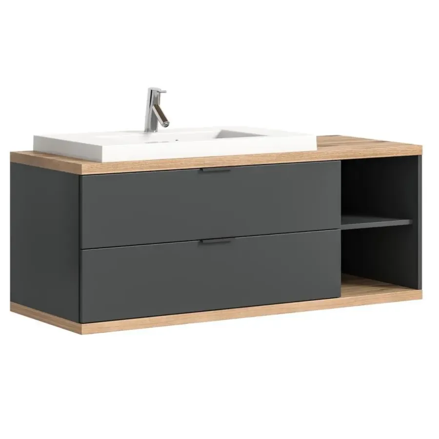 Merkloos Hioshop Nuaro wastafel 2 lades grijs