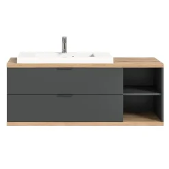 Merkloos Hioshop Nuaro wastafel 2 lades grijs