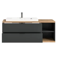 Merkloos Hioshop Nuaro wastafel 2 lades grijs