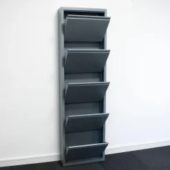 Hioshop Pisa schoenenkast grijs metaal met 10 vakken
