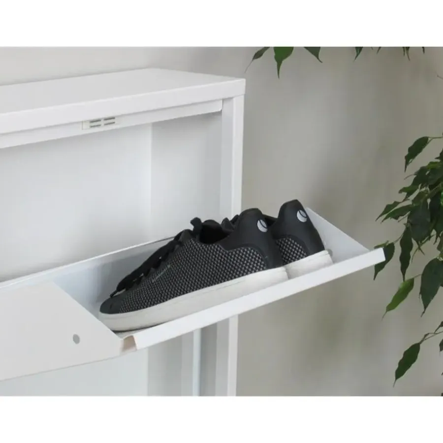 Schoenenkasten-Hioshop Pisa schoenenkast wit metaal met 5 vakken