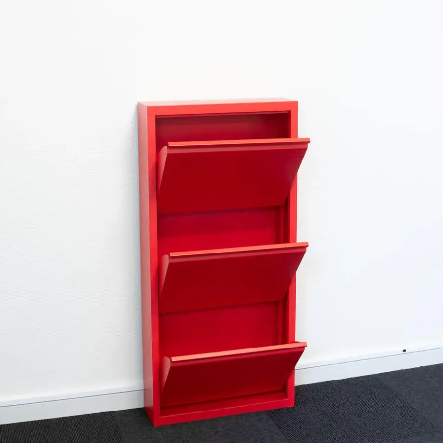 Hioshop Pisa schoenenkast rood metaal met 9 vakken