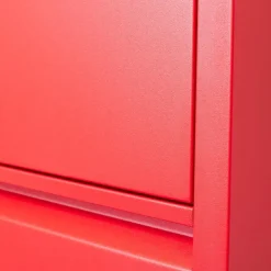 Hioshop Pisa schoenenkast rood metaal met 9 vakken