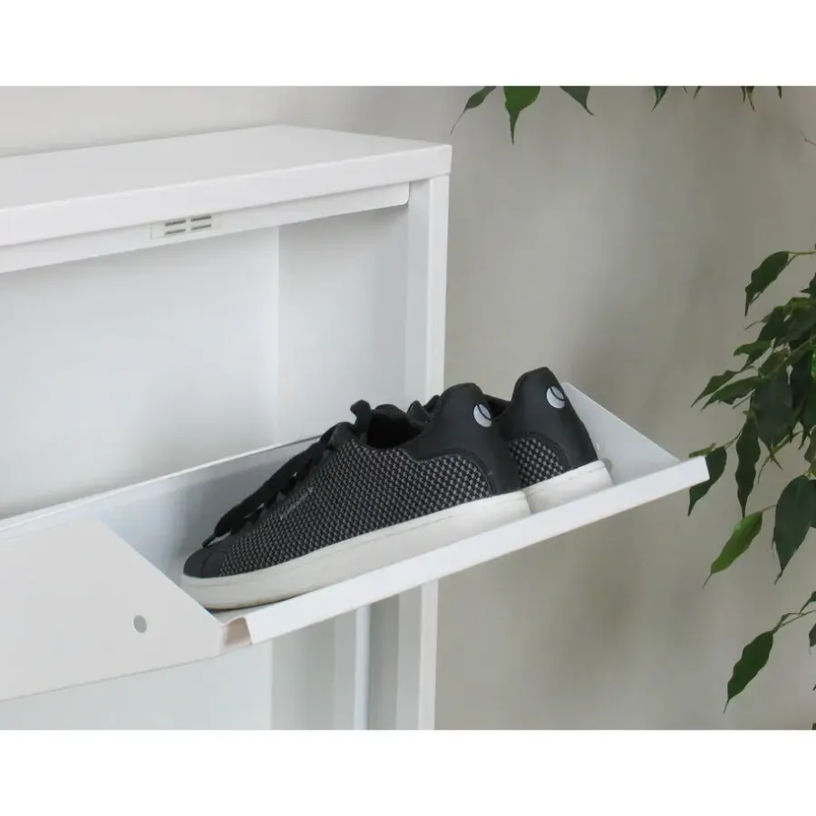 Schoenenkasten-Hioshop Pisa schoenenkast wit metaal met 3 vakken - set van 3