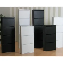Schoenenkasten-Hioshop Pisa schoenenkast wit metaal met 3 vakken - set van 3