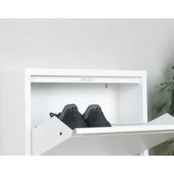 Schoenenkasten-Hioshop Pisa schoenenkast wit metaal met 3 vakken - set van 3