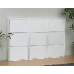 Schoenenkasten-Hioshop Pisa schoenenkast wit metaal met 3 vakken - set van 3