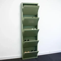 Schoenenkasten-Hioshop Pisa schoenenkast groen metaal met 10 vakken
