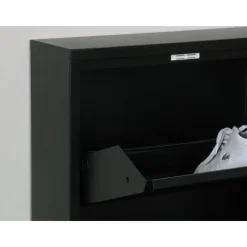 Schoenenkasten-Hioshop Pisa schoenenkast zwart metaal met 3 vakken - set van 2
