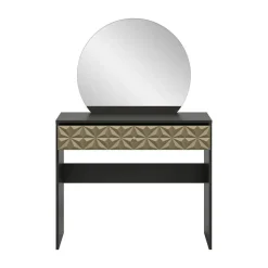 Kaptafels-Hioshop Prisma kaptafel 1 lade 1 spiegel zwart- goudkleurig