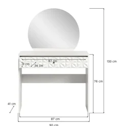 Hioshop Prisma kaptafel 1 lade 1 spiegel wit