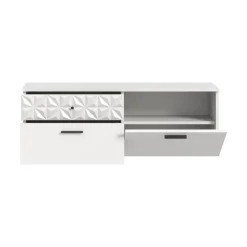 Merkloos Hioshop Prisma schoenenkast 2 schuifdeuren- 1 vouwdeur- 2 lades- 1 plank wit