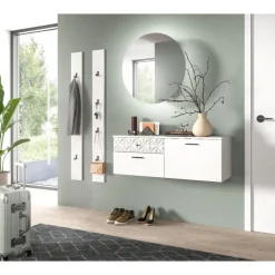 Merkloos Hioshop Prisma schoenenkast 2 schuifdeuren- 1 vouwdeur- 2 lades- 1 plank wit