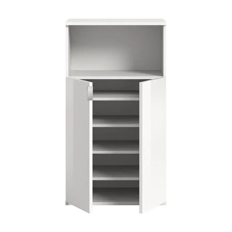 Schoenenkasten-Hioshop ProjektX schoenenkast 2 deuren 1 vak wit hoogglans