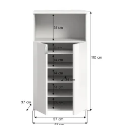 Schoenenkasten-Hioshop ProjektX schoenenkast 2 deuren 1 vak wit hoogglans